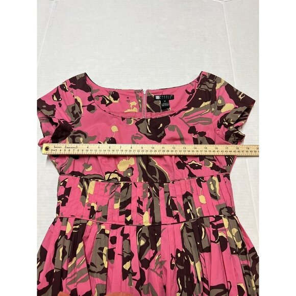 Carole Little Womens‎ 10 Midi Pleated Dress Pink Floral Retro Rockabilly Pin Up - Picture 6 of 7